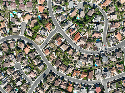 Aerial image of a neighborhood