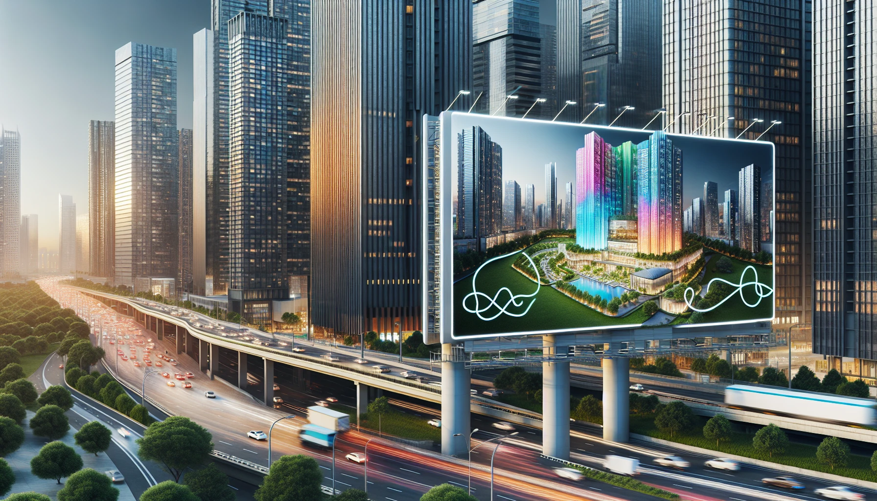 Eye-catching real estate billboard in a city