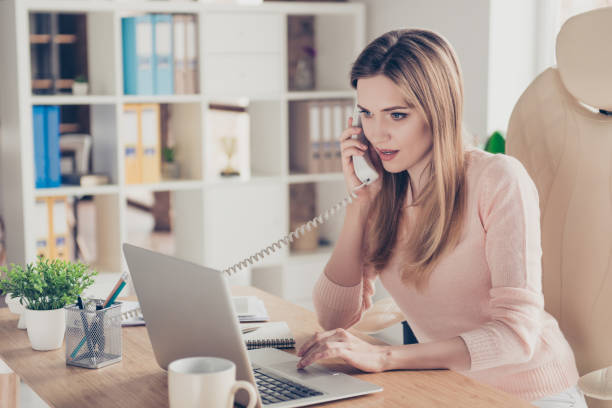 Agent making a professional phone call to a potential client