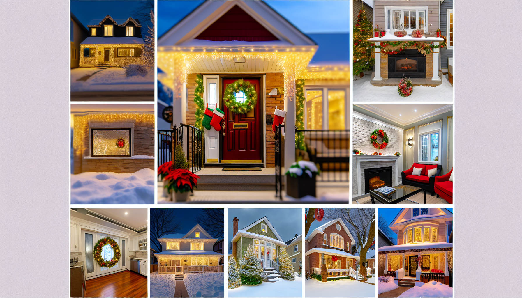 Festive property listings with holiday decorations