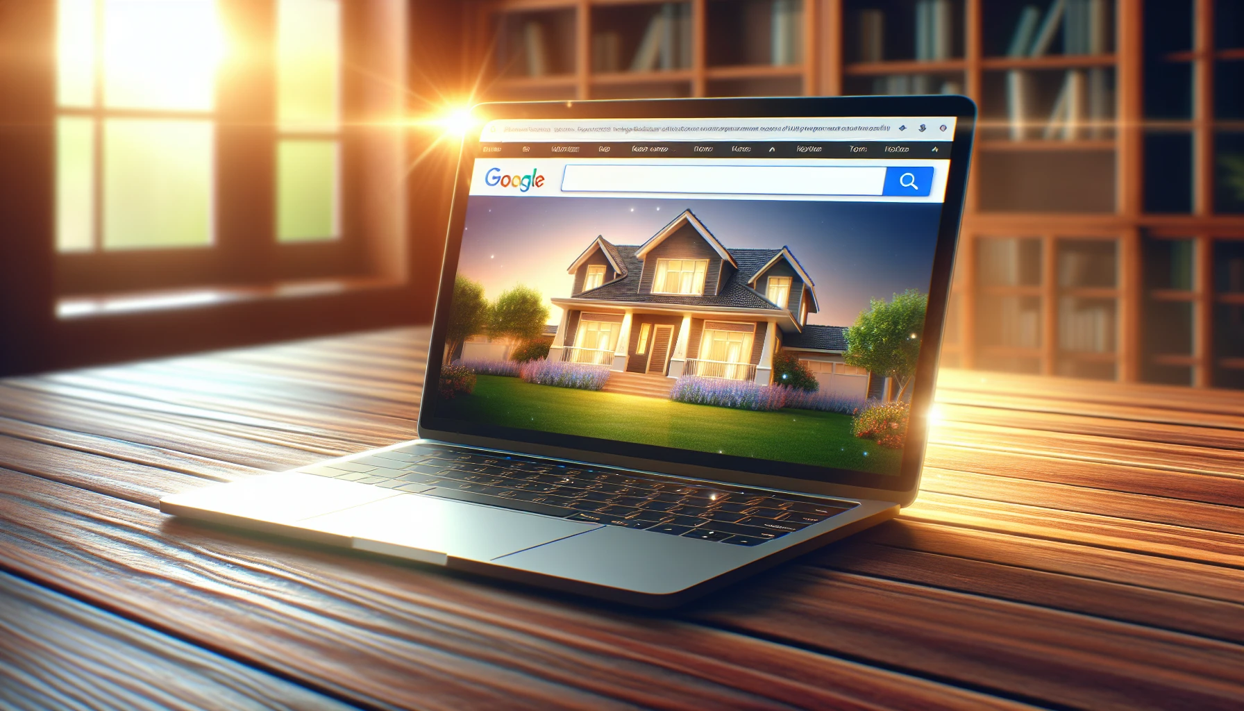 A laptop with a real estate landing page ranking high on a search engine