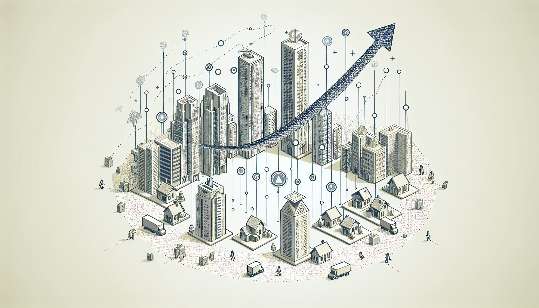 Illustration of a housing market with various pending home sales data