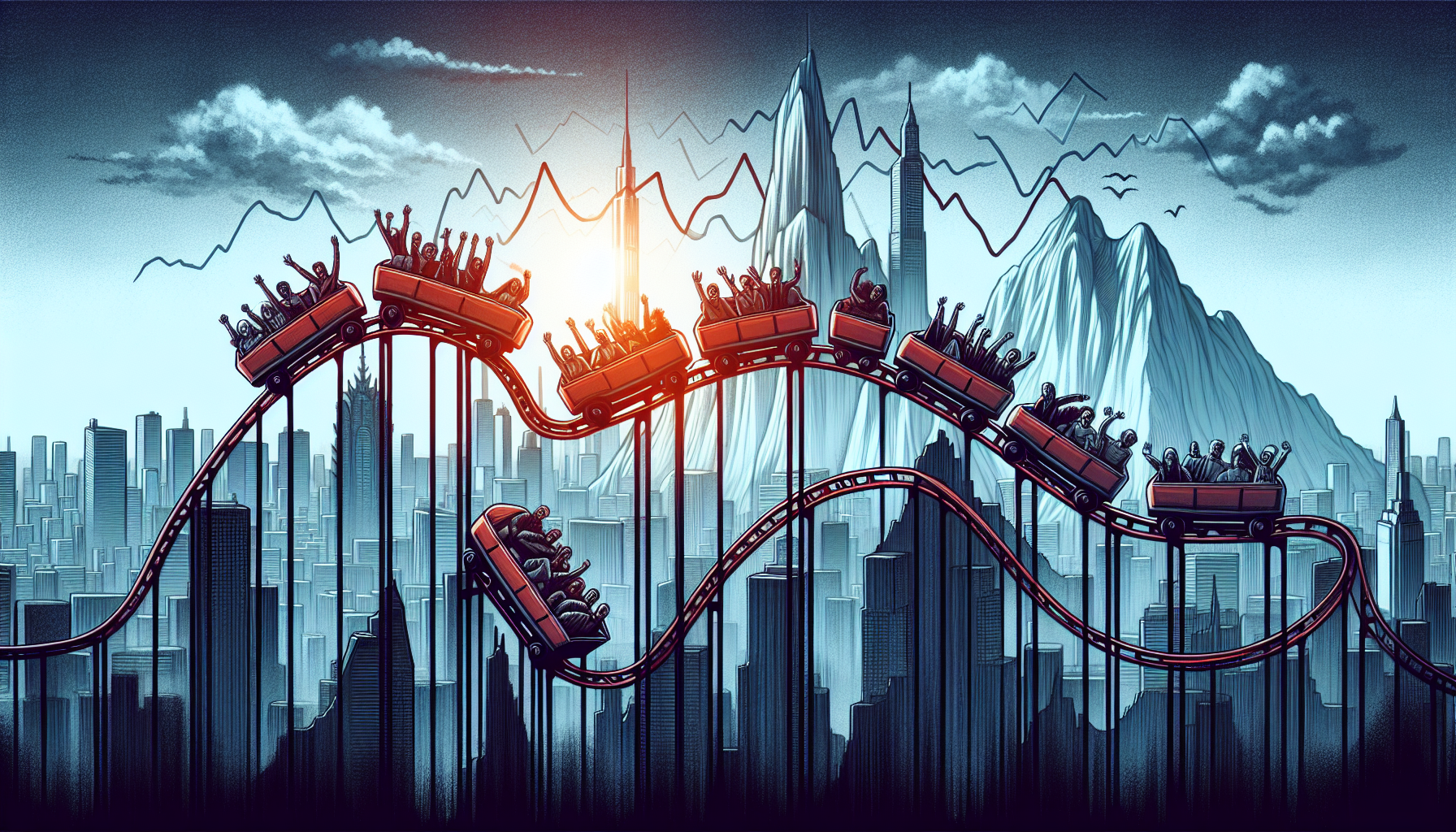 Illustration of a rollercoaster representing the emotional ups and downs of market cycles