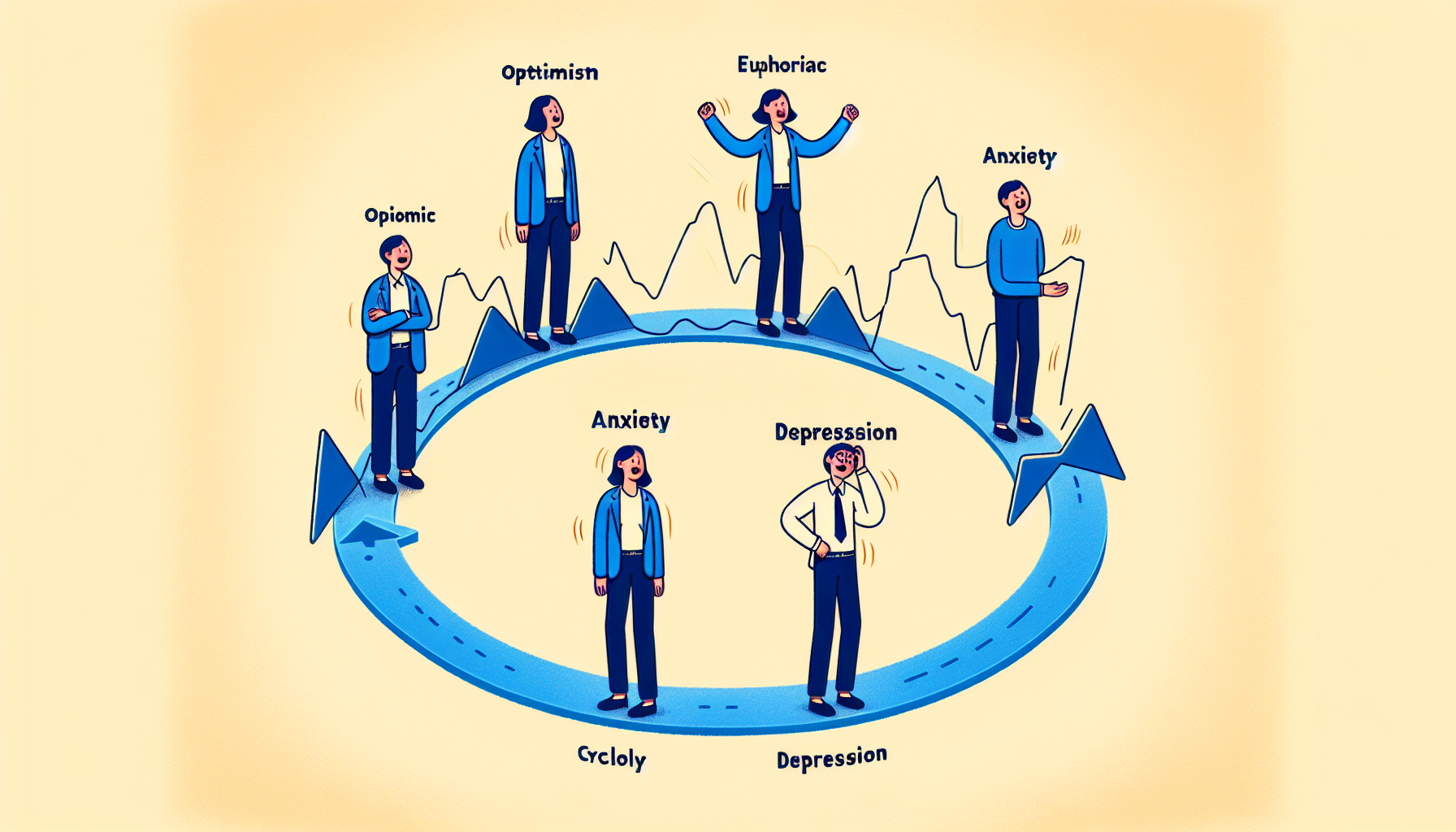 Illustration of the four phases of a market cycle from a psychological perspective