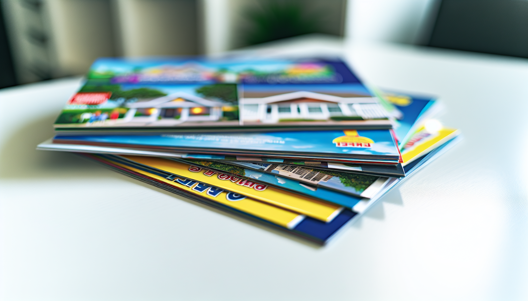 A stack of real estate postcards ready to be mailed