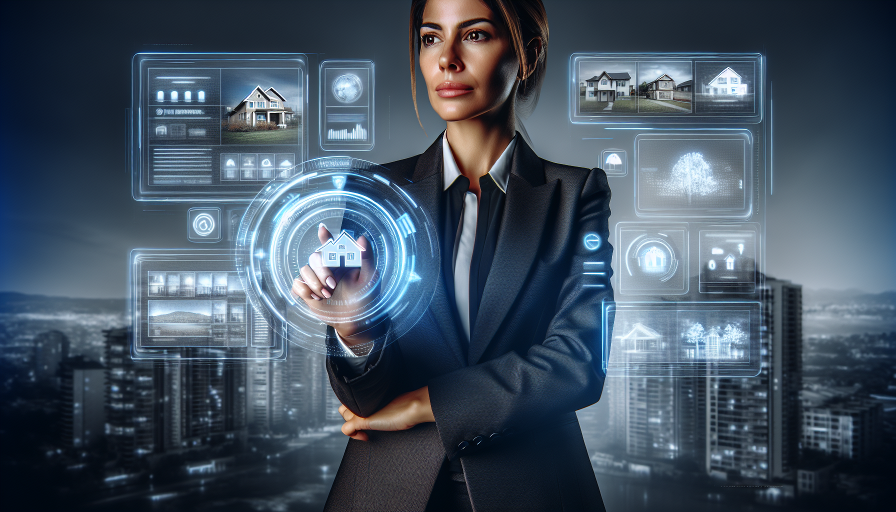 Illustration of real estate agent using digital tools