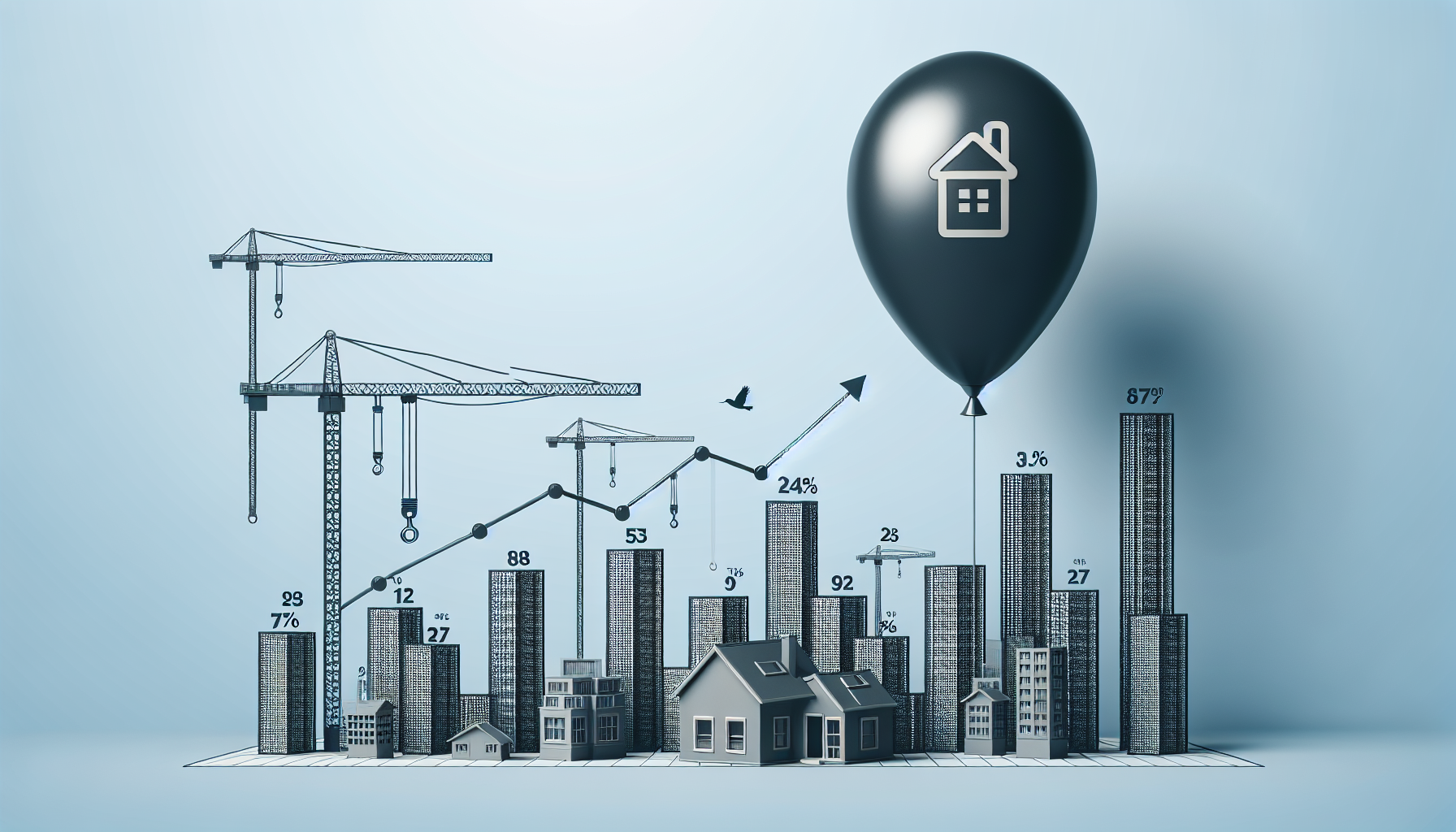 Illustration of rising housing prices and construction costs