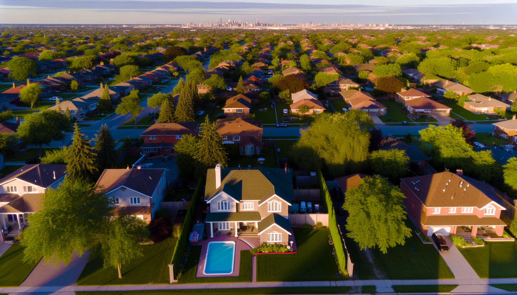 High-quality aerial drone shot of a property with stunning views